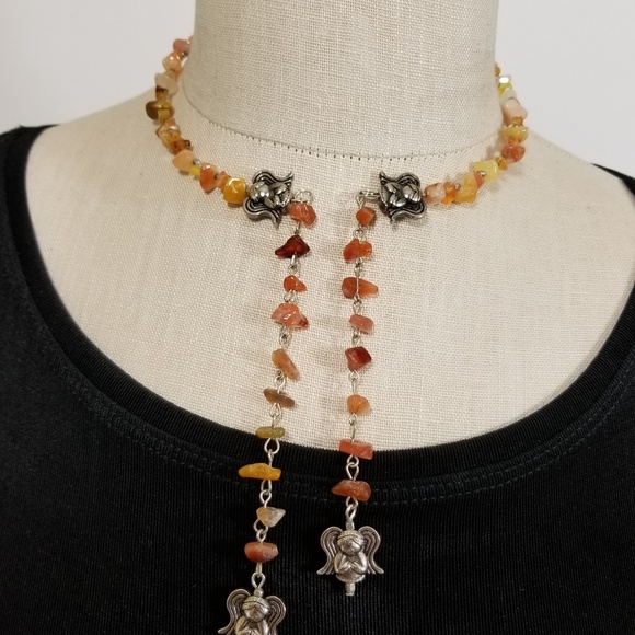 Tibetan Silver & Stone Choker Necklace Adjustable - Picture 4 of 6